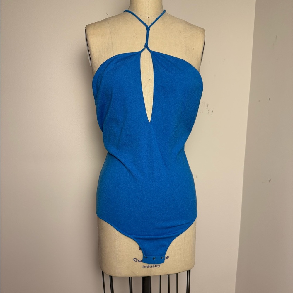 Bottega Veneta BNWT onesie halter top knit blue strapless bodysuit